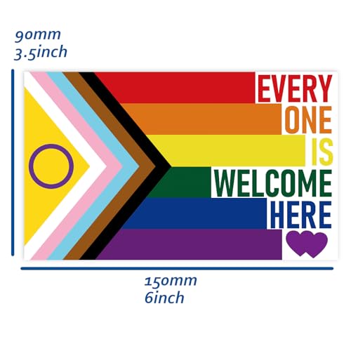 Image of 5 PCS Everyone is Welcome Here New Intersex-Inclusive Pride Flag Sticker,Progress LGBTQ Rainbow Banner Decal for Car Bumper Window Laptop