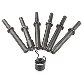 7 Pcs Air Rivet Hammer Bit Set, Dele 0.401 Shank Smoothing Pneumatic Air Rivet Hammer Tools Kit With Spring