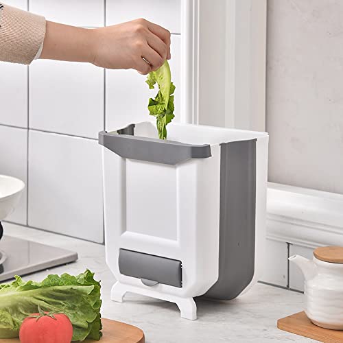 Caneca de basura colgante plegable de 8 litros blanca miniatura 6