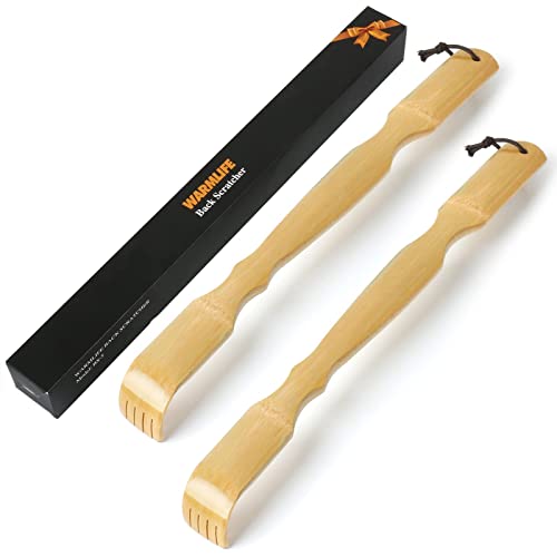Warmlife Coçador nas costas, pacote com 2 coçadores de costas de bambu para mulheres e homens, cabo