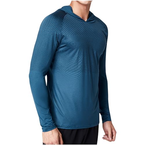 Mens UPF 50+ Sun Protection Hoodie Long Sleeve Rash Guard Outdoor Lightweight Quick Dry Fishing Shirts SPF UV Shirts