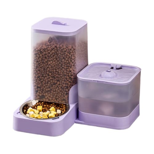 Distributeur de nourriture chat électrique programmable avec fontaine eau en acier durable