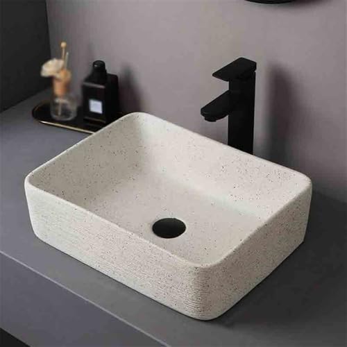 Lavabos de baño sobre encimera de cerámica individuales lavabo cuadrado caqui para hogar 8
