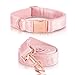 Velvet Dog Collar and Leash Set,Soft & Comfy, Adjustable 3 Lengths Leash for Training & Walking(L, Pink)