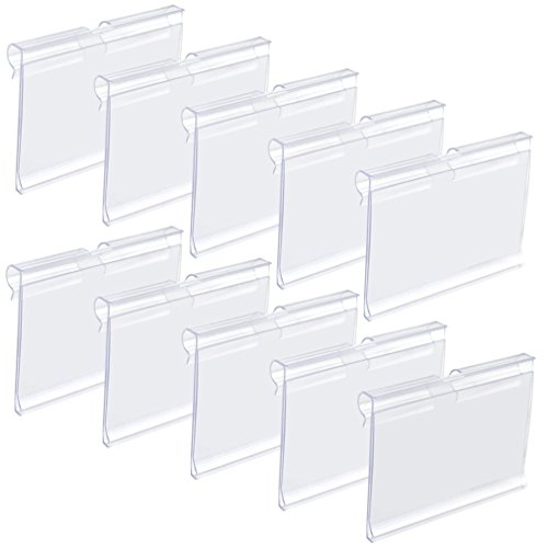 baotongle 50 PCS Clear Color Plastic Wire Shelf Price Label Holder Merchandise Sign Display Holder
