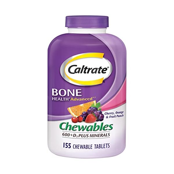 Caltrate Chewables 600 Plus D3 Plus Minerals Calcium Vitamin D Supplement, Cherry, Orange And Fruit Punch - 155 Count