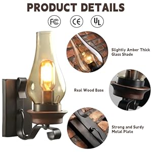 LightInTheBox Rustic Wall Sconce Vintage Farmhouse Wall Light Fixtures Industrial Glass Wall Lamp for Cabin Bedroom Living Room Hallway Fireplace (1PCS) LightInTheBox Rustic Wall Sconce Vintage Farmhouse Wall Light Fixtures Industrial Glass Wall Lamp for Cabin Bedroom Living Room Hallway Fireplace 1PCS