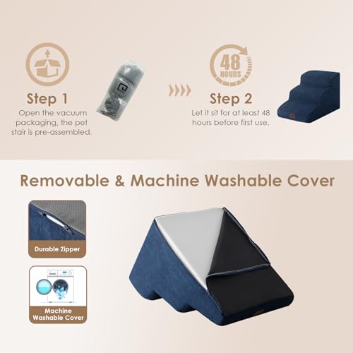 image for EHEYCIGA Curved Dog Stairs Ramp for Small Dogs 15.7