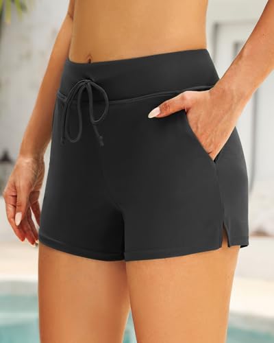 Image of Tempt Me Two Piece Tankini Swimsuits for Women Tummy Control Bathing Suit with Shorts Athletic Two Side Pockets Swimwear