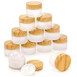 ZENFUN 16 recipientes de vidrio para cosméticos, tarros de muestra vacíos de 50 ml con tapas a prueba de fugas, botella de vidrio esmerilado, pequeños tarros de muestra de maquillaje, para viajes