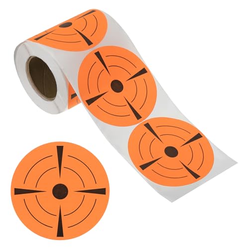 PATIKIL Pegatinas Redondas de Destino de Salpicaduras Fluorescentes de 3 Pulgadas, 1 Rollo de Objetivos de Papel Reactivos Adhesivos para Práctica en El Campo de Tiro, Naranja/Negro