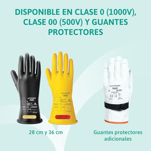 Miniatura 7 de Ansell Activarmr Guantes Aislantes Dieléctricos, Protección Eléctrica Class 00 Tensión 500v , Trabajos Con Electricidad, Látex De Caucho Natural, 28cm, Amarillo, Talla Xl 1 Par