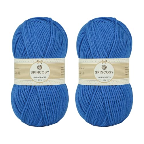 2 Pcs Crochet Yarn, Feels Soft 280 Yards Assorted Colors 4ply Acrylic Yarn,Yarn for Crochet & Hand Knitting (Sky Blue)