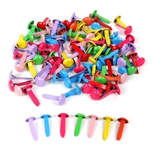 Wemoralix 100 PCS Paper Fasteners & Multicolor Split Pins for Paper Craft DIY Stamping Scrapbooking Supplies (Mixed Colors)