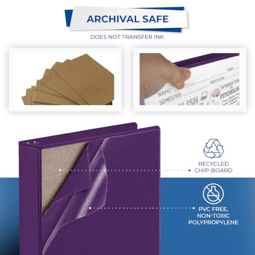 Image of Samsill Durable 1.5 inch 3 Ring Binder, D Ring Binder, 100% Recycled Chipboard, Purple, 12 Pack
