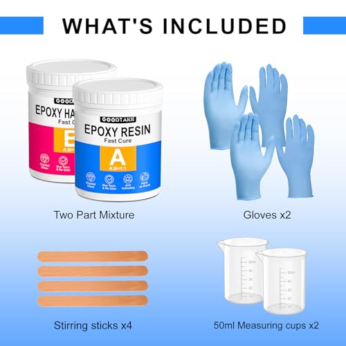 Image of GOODTAKE Crystal Clear Epoxy Resin Kit, 24 oz - High Gloss, Self-Leveling, Bubble-Free Formula for Resin Art, Jewelry Making, Tabletop Coating, and DIY Crafts - Non-Toxic & UV Resistant