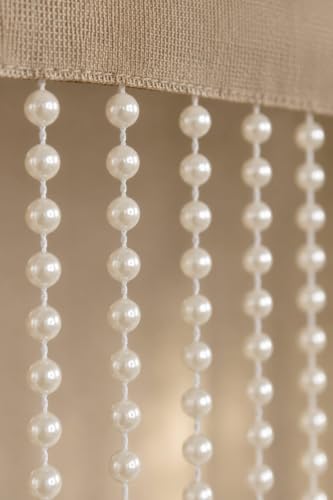 Image of Future Trends Premium Cream Pearl Beaded Curtain 4 x 7 Ft | Decorative Door String Curtain for Entrance, Mandir, Living Room & Room Divider | Hanging Beads Curtain for Home & Festive Decor