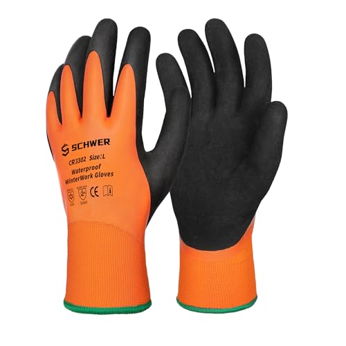 Schwer 2 Paar Winter-Arbeitshandschuhe, Level C schnittfeste Gefrierhandschuhe, PFAS Frei,wasserdichte Handschuhe zum Schneeschaufeln und Eisfischen,L Schwer 2 Paar Winter-Arbeitshandschuhe, Level C schnittfeste Gefrierhandschuhe, PFAS Frei,wasserdichte Handschuhe zum Schneeschaufeln und Eisfischen,L