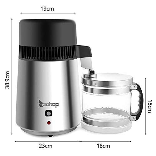 4L Water Distiller, Countertop Distilled Water Machine w/Glass Container, 750W Water Purifier Machine w/Stainless Steel Interior, Water Filter Machine Distilling Pure Water Maker for Home Humidifier