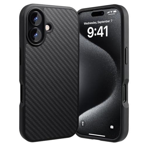 iPhone 16 Protective Carbon Fiber Case (Black)