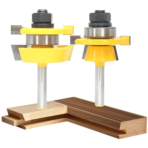 Akylin Shaker Rail and Stile Router Bits,2PCS Router Bit Set 1/4 Inch Shank,Combination Bevel Profile Scriber,for Cabinet Panelled Door and Drawer Fronts Making,Profile Scribing Tooling