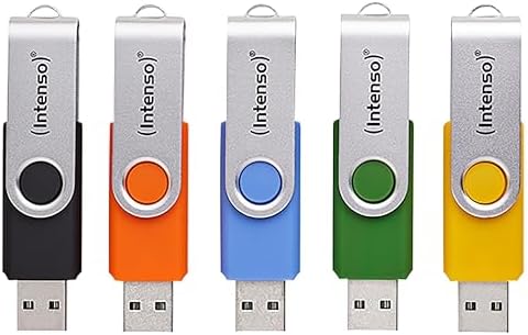 Intenso 5X 16GB Office Line USB Stick - 3.2 Gen 1x1 Flash Drive Set | Buntes Multipack mit 70 MB/s Lesegeschwindigkeit, robustem Metallbügel und praktischen Etiketten zur Beschrift