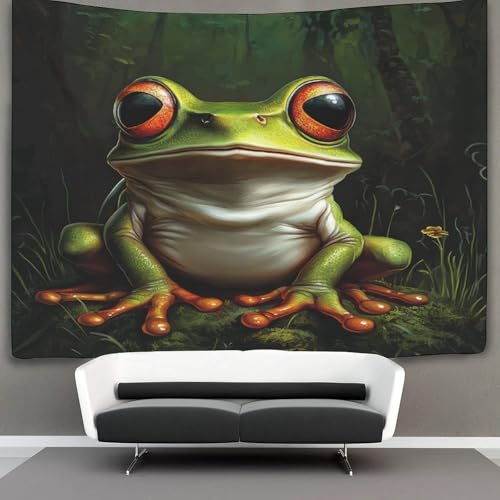 Tenture murale grenouille 3D grand tissu décoratif salon