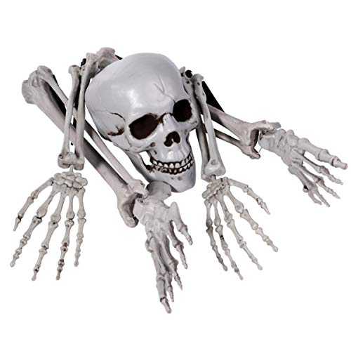 Skeleton Bones and Skull Plastic Spooky Fake Skeleton for Halloween Decor Props Graveyard Ground Decor Halloween Skeleton with Movable Joints