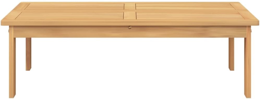 Outdoor Garden Coffee Table, Solid Acacia Wood Rectangular Patio Side Table, Low Profile Weather Resistant Table for Backyard, Deck, and Terrace, Brown