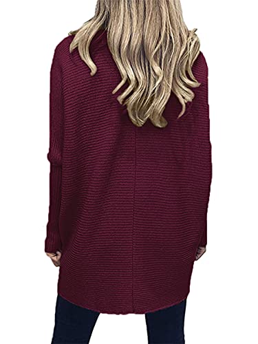 Image of ANRABESS Womens Casual Fall Sweater Turtleneck High Neck Batwing Sleeve Oversized Sweater Dress