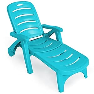 COSTWAY Sonnenliege mit Rollen, umbaubare Gartenliege/Gartenstuhl, klappbarer Liegestuhl mit 5-Fach Verstellbarer Rückenlehne, wetterfeste Klappliege für Terrasse, Garten, Strand