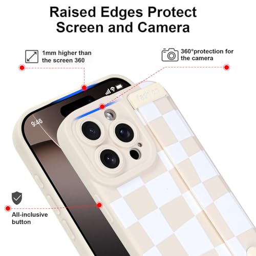OOK Designed for iPhone 16 Pro Max Case with Strap Stand, White Checkered - image 4