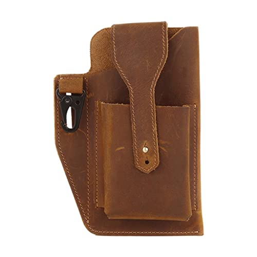 Étui téléphone hommes pochette cuir ceinture holster marron housse universelle smartphone