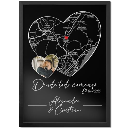 PICTALIA - Póster personalizado pareja "Corazón Donde todo