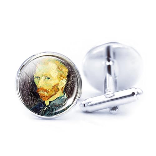 Mancuernillas para camisa Van Gogh Starry Night en plata miniatura 1
