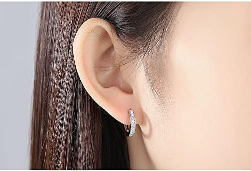 Miniatura 4 de TEEMI - Pendientes de aro Huggie de oro de 18 quilates, chapados en oro de 18 quilates, chapados en oro rosa, corte de diamante AAAAAA+CZ Spark,