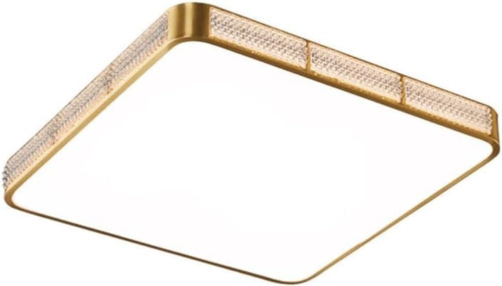 ZTCHSENZT - Copper Square Ceiling Light LED Dimming Ceiling Lamp Transparent Acrylic Lampshade Ceiling Light Fixture, Wall Lamps,Gold-40Cm