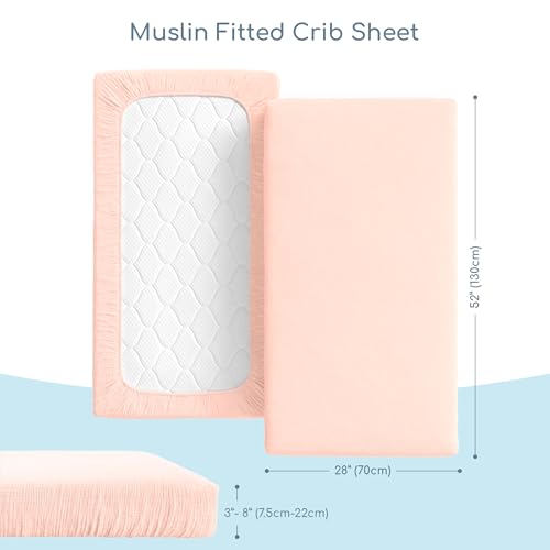 Image of Muslin Crib Sheets, 100% Organic Cotton, Breathable and Ultra-Soft, Standard Crib Sheet Mattress (28 inchx 52 inch) for Girls and Boys, Neutral Fitted Baby Crib Sheet (Apricot)