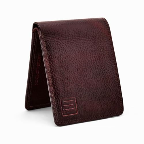 HAYES LONDON Genuine Leather Wallet for Men, Original Wallet with RFID Blocking, Bifold Purse with 8 Compartments (Signature Brown)