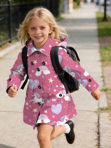 Image of SANGTREE Girl's Waterproof Trench Coat Hooded Lightweight Windbreaker Rain Jackets