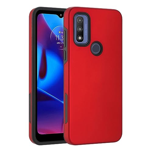 Ailiber for Motorola Moto G Pure 2021 Case with Screen Protector, for Magnetic Car Mount, 2 Layer Shockproof Protective, Silicone TPU Back Cover Phone Case for Moto G Play 2023/Moto G Power 2022-Red