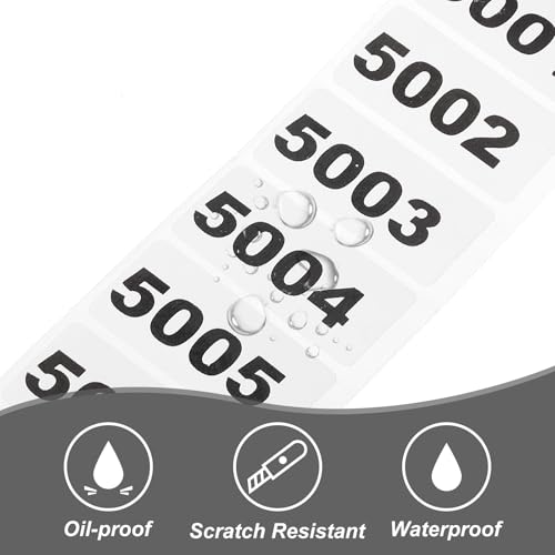 Étiquettes numérotées 5001-6000 pour la classification de fournitures