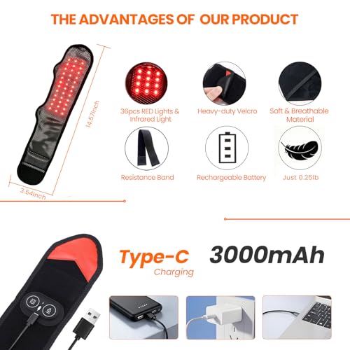 QUSD Red Light Therapy Wrap with Heating Vibration for Ankle Foot Wrist | Relieve ankle wrist, hand & foot pain,660nm Red & 850nm Infrared Light,3‑Level Heating | 3 Vibration Modes,3000mAh Battery - image 8