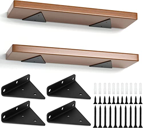 SENENQU Lot de 4 Support Etagere Triangle, 8CM Supports D'étagère Flottant en Fer, Support Étagère Mural en Métal Pour Étagères Ouvertes de Bricolage