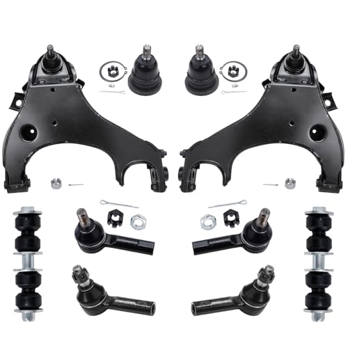 Image of Detroit Axle - 4WD Front End Suspension Kit for 1999-2004 Nissan Frontier 2 Lower Control Arms w /Ball Joints 2 Upper Ball Joints 4 Inner & Outer Tie Rods 2 Sway Bars 2000 2001 2002 2003 Replacement