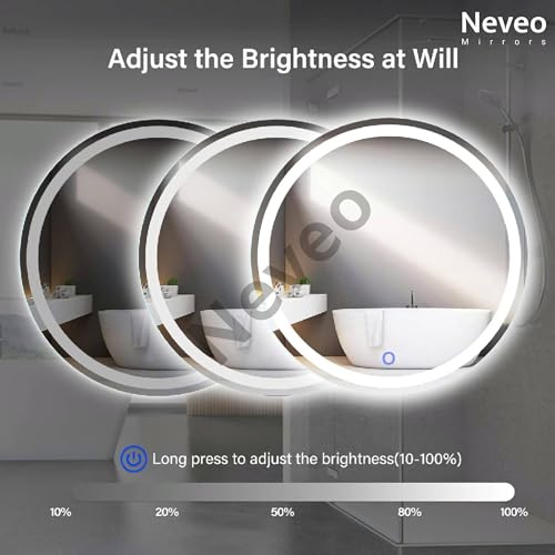 Image of Round 3in1 led Light Mirror with Touch Sensor on /Off and Brightness Controls for Bathroom washbasin Vanity Hallway Bedroom Kitchen (Combo(R1-R2))