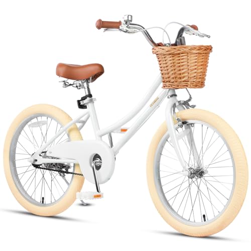 Image of Petimini Vintage Kids Bike for Girls, 12-20 Inch Classic Bicycle with Wicker Basket & Bell, High Tensile Steel Frame, Training Wheels (12-18 inch), 85% Pre-Assembled, Retro Bike for Outdoor Riding