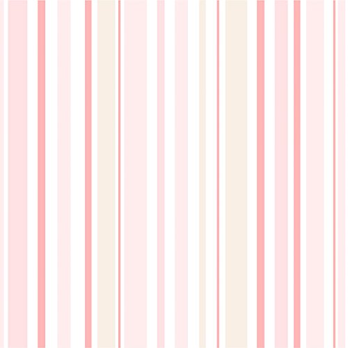 Papel de Parede Infantil, Listrado, Rosa/Bege, 1000x52 cm, Bobinex Uau