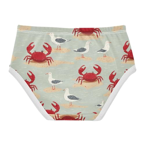 Wusikd Red Crabs Beach Girls' Underwear Cotton Seagulls Girls Briefs Soft Toddler Underwear 2T2