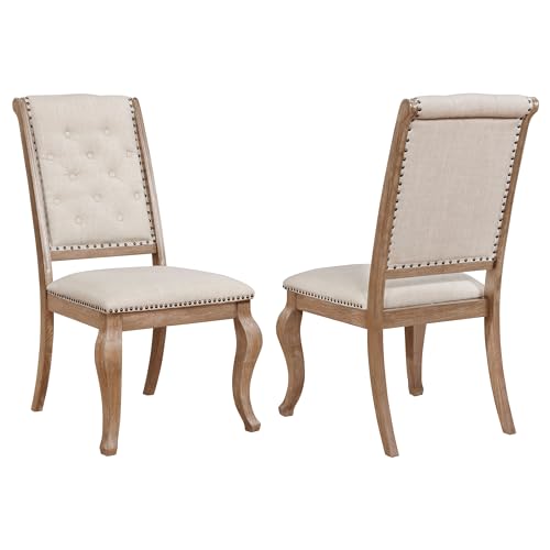 Coaster Home Furnishings - Brockway - Set of 2 Upholstered Dining Chair with Button Tufted, Nailhead Trim and Diamond Motif - Dining Room & Kitchen - Barley Brown - 110292